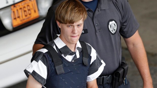 Dylann Roof is escorted from the Cleveland County Courthouse in Shelby, North Carolina, in June 2015.