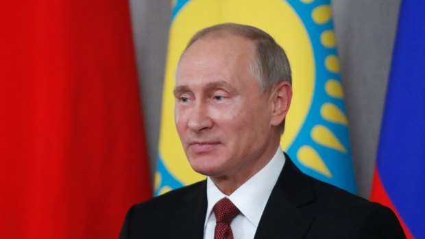 Russian President Vladimir Putin attends a summit of the Ex-Soviet Alliance leaders in Sochi, Russia.
