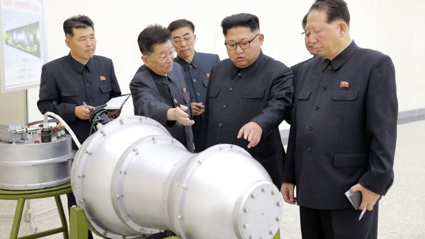 North Korean leader Kim Jung-un inspects developments in his nation's weapons program.