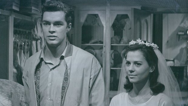 Richard Beymer and Natalie Wood in a scene from United Artists musical-drama <i>West Side Story</i>. 