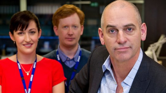 Celia Pacquola, Luke McGregor and Rob Sitch in Utopia. 