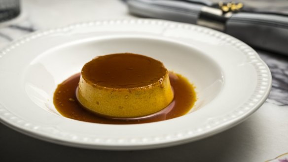 The creme caramel.