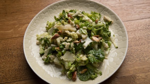 Broccoli salad with raw and pickled cauliflower.