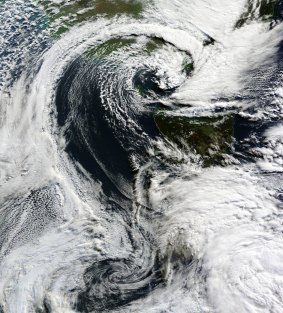 Satellite image of Tuesday's storm as it moved over Victoria.