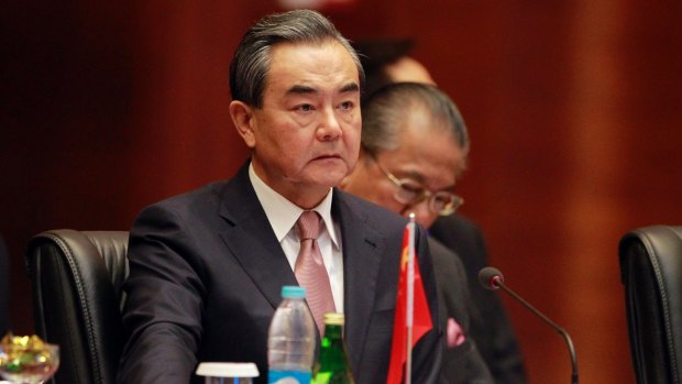 Chinese Foreign Minister Wang Yi attends the Asia Europe Foreign Ministers (ASEM) meeting at Myanmar on Monday.