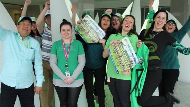 ActewAGL staff wore green to wish the Canberra Raiders good luck on Saturday.