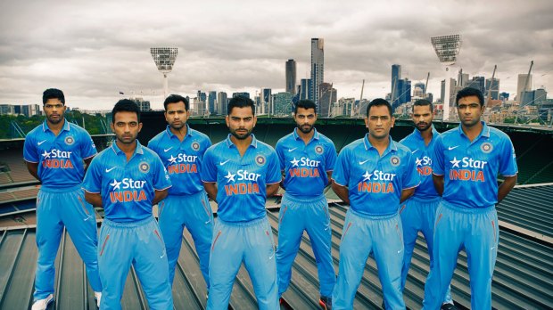 The Indian one-day team unveils their new uniform.