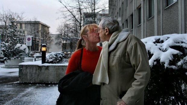 Angelika Elliott with her husband John in Zurich, where Mr Elliott chose to end his life in 2007.