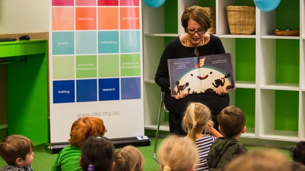 Lady Cosgrove read The Cow Tripped Over the Moon during the 2017 National Simultaneous Story Time
