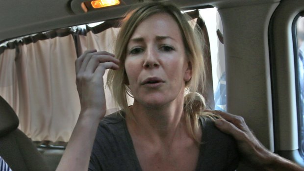 Sally Faulkner in a mini van shortly after she was released.