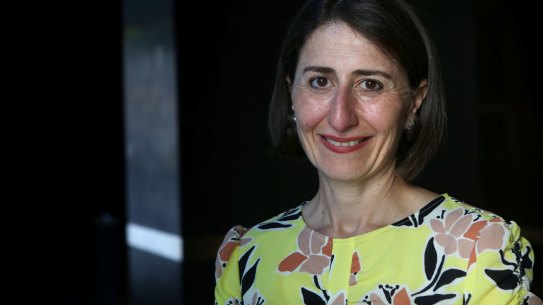 Incoming NSW premier Gladys Berejiklian in her office on Sunday.