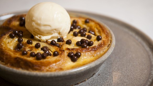 White chocolate bread and butter pudding.