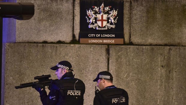 Armed police on London Bridge. 