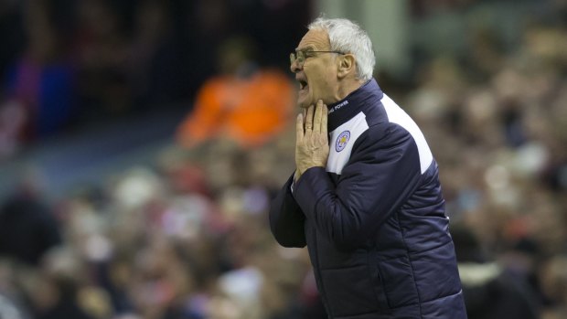 Man on a mission: Leicester City's Claudio Ranieri barks instructions to his players at Anfield on Boxing Day.