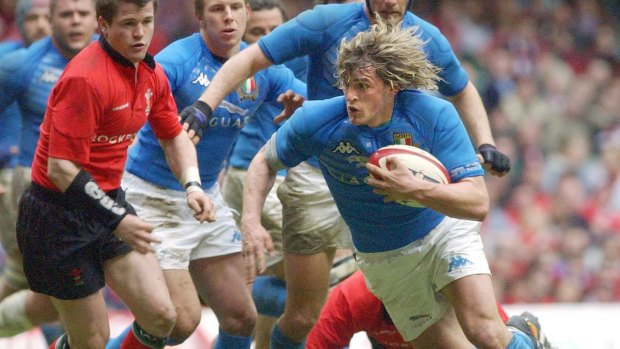 Italy's Mirco Bergamasco in his rugby union days.
