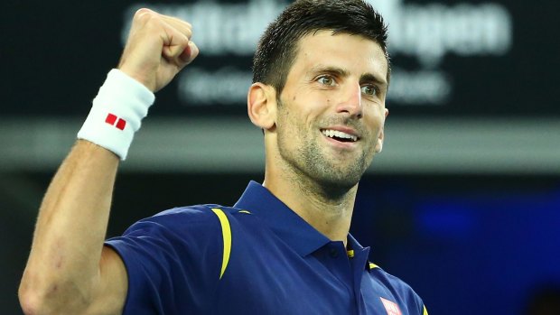 Djokovic celebrates during his third round match against Andreas Seppi.