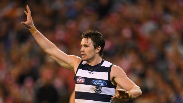 Forward move: Geelong's Patrick Dangerfield was in exceptional form against the Swans.