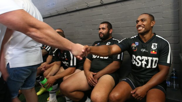 Acura ''Junior'' Niuqila before playing for the Redfern All Blacks.