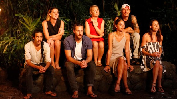 The jury, which no longer included Tara (in red) but did include Locky and Michelle, voted for this year's Sole Survivor.