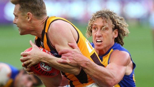 Matt Priddis with Sam Mitchell - two Eagles set to leave at the end of the season.