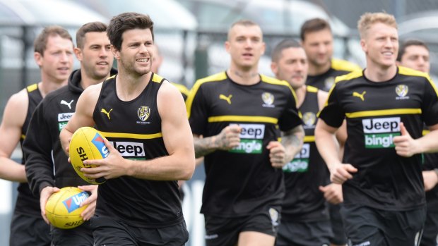 Trent Cotchin at Richmond's light training session on Monday.