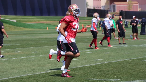 Multi-talented: Jarryd Hayne training with the San Francisco 49ers.