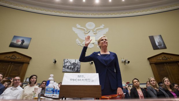 Cecile Richards is sworn in on Capitol Hill in Washington, prior to testifying.
