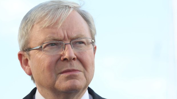 Not happy, Barrie: former prime minister Kevin Rudd.