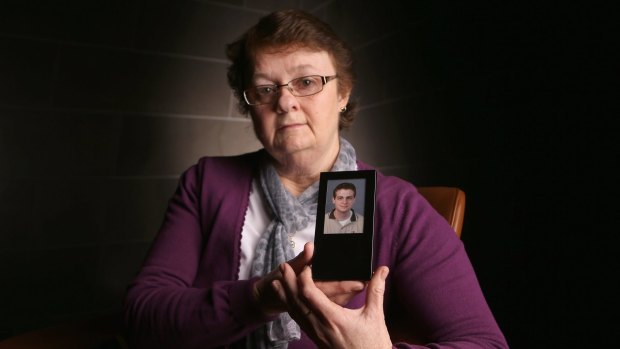 Judith Taylor with picture of her son Lucas who died after taking Nembutal.