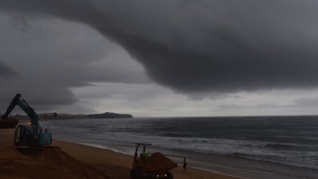 A storm cell moves along the coast at Narrabeen on Sydney's northern beaches on Wednesday. 