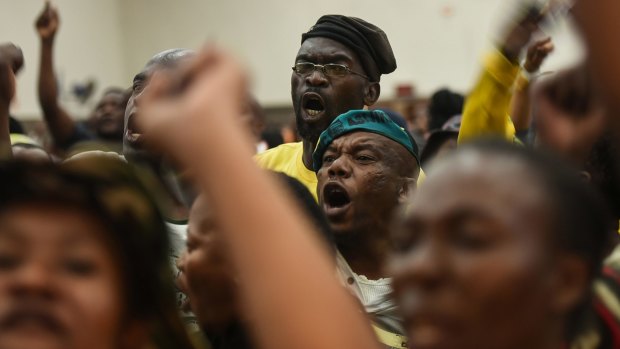 Residents at a community centre in Atteridgeville, Pretoria voice their anger at the ANC's replacement of a Pretoria mayoral candidate.