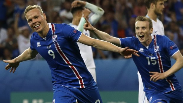 Match-winner: Kolbeinn Sigthorsson grabbed Iceland's second.