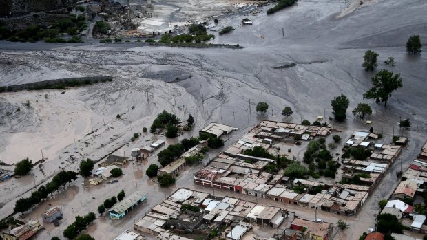 Roads are covered in mud after a landslide triggered by a storm in the village of Volcan, Argentina.