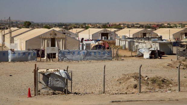 The camp in which the 1400 women and children are kept on the outskirts of Mosul. 