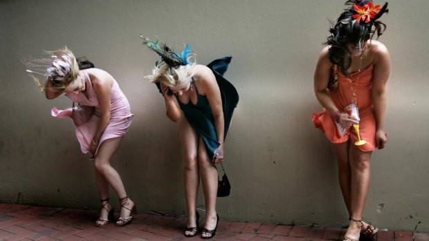 Oaks Day 2006 was one of the windiest race days on record, as depicted in this Walkley Award-winning photograph.
 