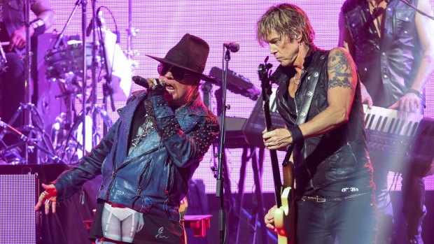 Axl Rose, left, and Duff McKagan of Guns N' Roses are coming to Australia.