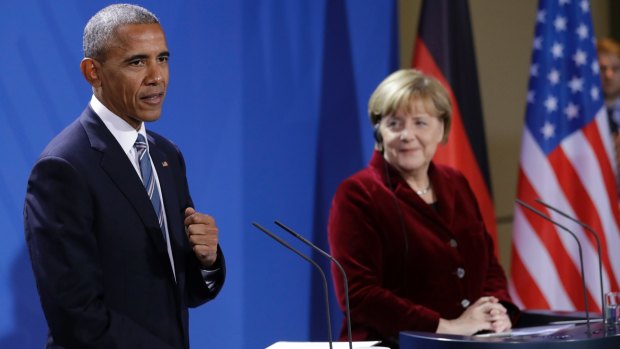 US President Barack Obama and German Chancellor Angela Merkel.