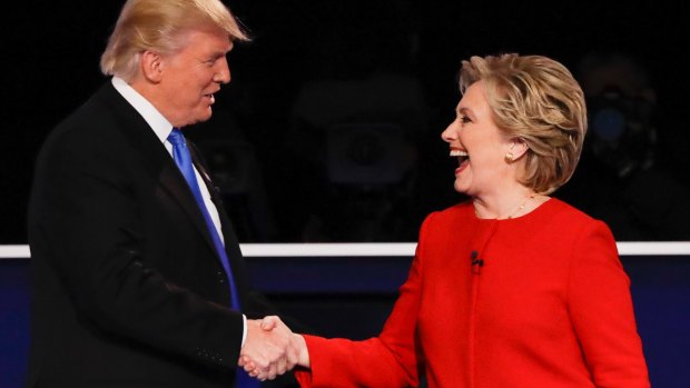 Clinton and Trump shook hands, then the gloves were off.