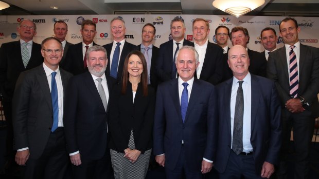 Prime Minister Malcolm Turnbull and Mitch Fifield joined a summit of media executives in June, all urging the Senate to pass industry reforms. 