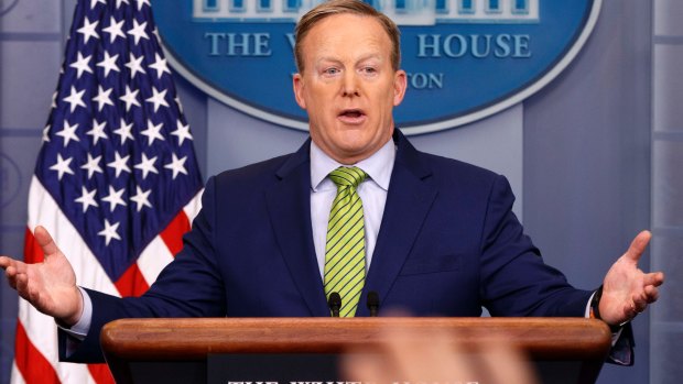 White House press secretary Sean Spicer pushed Trump's message on the media's reporting on terror attacks. 