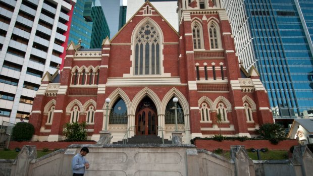 The old and the new of Brisbane as the 127-year-old Albert Street Uniting Church holds its own amid the tower blocks.