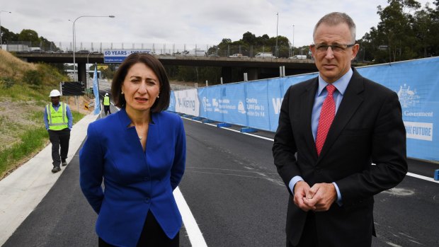 Urban Infrastructure Minister Paul Fletcher with NSW Premier Gladys Berejiklian opening part of West Connex.