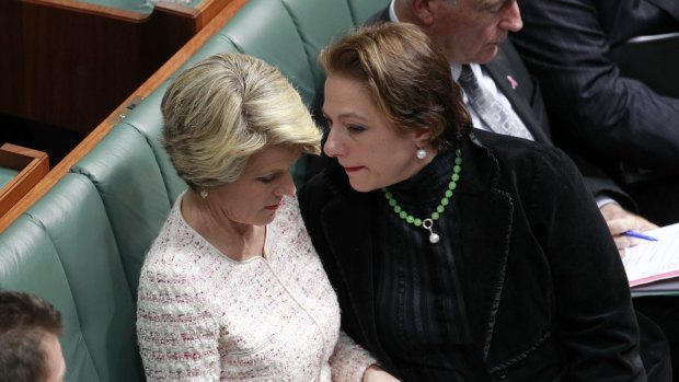 Sophie Mirabella with then deputy opposition leader Julie Bishop, in 2012.