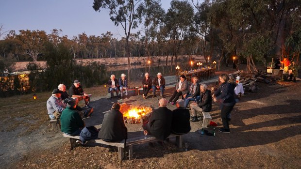 Campfire by the river.