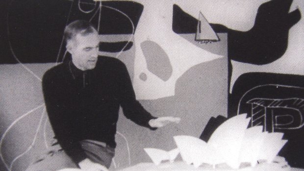 Sydney Opera House architect Jorn Utzon with the Le Corbusier tapestry in 1960 .