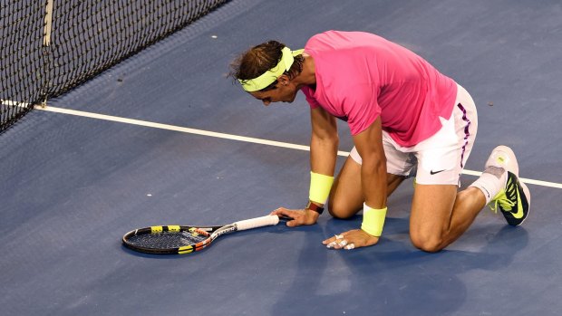 Down but not out: Rafael Nadal.