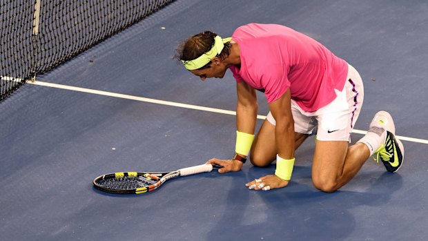 Down but not out: Rafael Nadal.