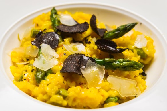 Asparagus risotto with fresh truffle.