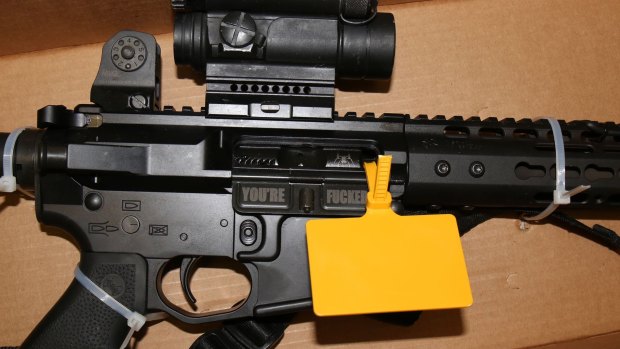 Brailsford's service weapon, an AR-15, was etched with the phrase 'You're f-----d'. 