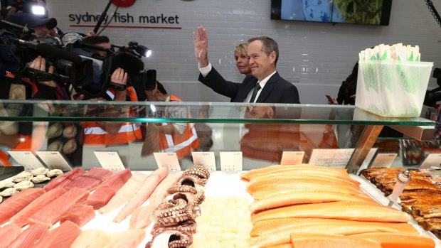 Opposition Leader Bill Shorten visited the Sydney Fish Market.